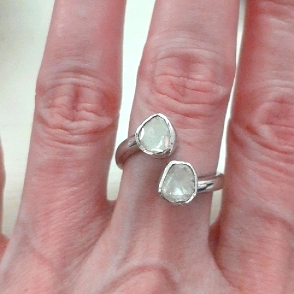 POLKI DIAMOND BYPASS RING - Picture 3 of 11